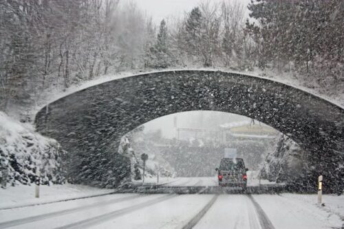 snowy road in winter